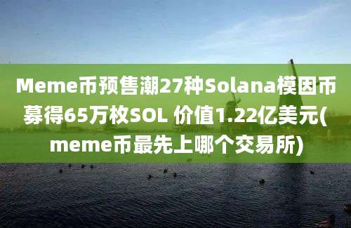 Meme币预售潮27种Solana模因币募得65万枚SOL 价值1.22亿美元(meme币最先上哪个交易所)