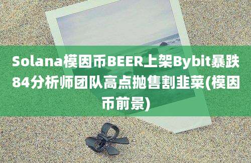 Solana模因币BEER上架Bybit暴跌84分析师团队高点抛售割韭菜(模因币前景)