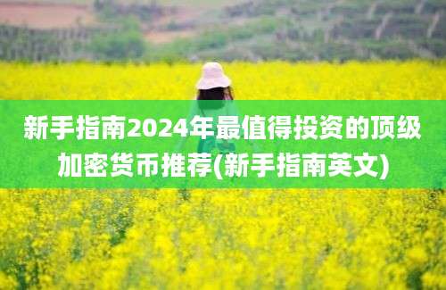 新手指南2024年最值得投资的顶级加密货币推荐(新手指南英文)