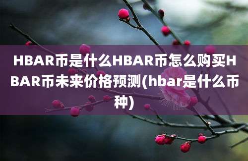 HBAR币是什么HBAR币怎么购买HBAR币未来价格预测(hbar是什么币种)