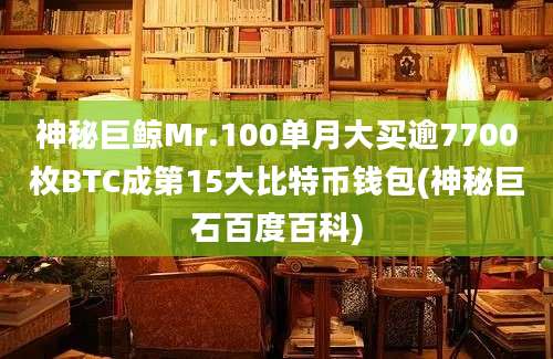 神秘巨鲸Mr.100单月大买逾7700枚BTC成第15大比特币钱包(神秘巨石百度百科)