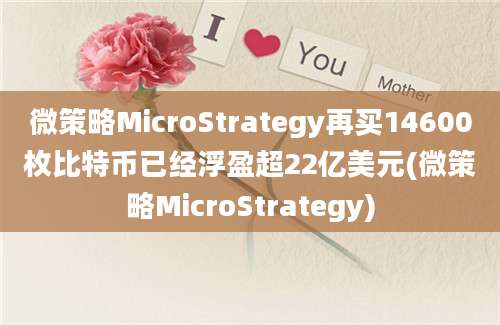 微策略MicroStrategy再买14600枚比特币已经浮盈超22亿美元(微策略MicroStrategy)