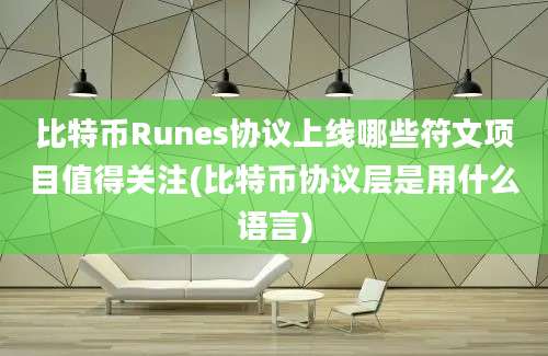 比特币Runes协议上线哪些符文项目值得关注(比特币协议层是用什么语言)