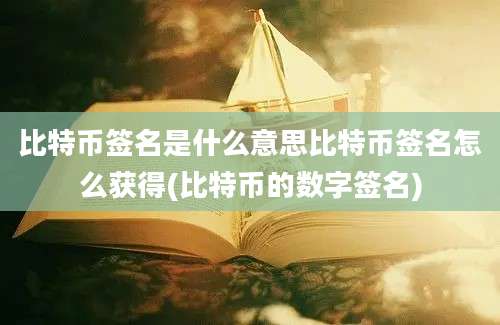 比特币签名是什么意思比特币签名怎么获得(比特币的数字签名)