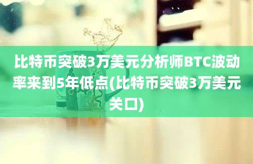 比特币突破3万美元分析师BTC波动率来到5年低点(比特币突破3万美元关口)