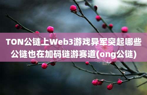 TON公链上Web3游戏异军突起哪些公链也在加码链游赛道(ong公链)