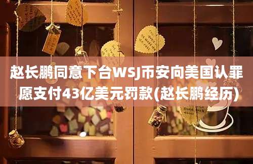 赵长鹏同意下台WSJ币安向美国认罪 愿支付43亿美元罚款(赵长鹏经历)