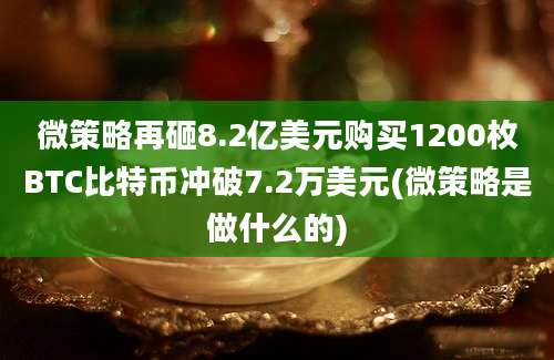 微策略再砸8.2亿美元购买1200枚BTC比特币冲破7.2万美元(微策略是做什么的)