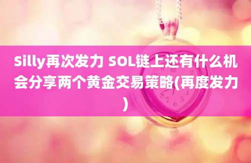 Silly再次发力 SOL链上还有什么机会分享两个黄金交易策略(再度发力)