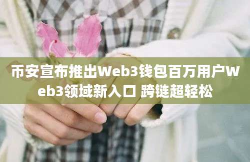 币安宣布推出Web3钱包百万用户Web3领域新入口 跨链超轻松