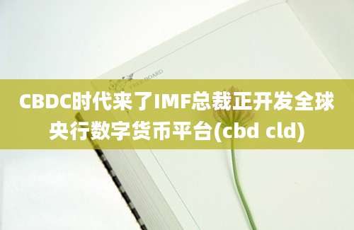 CBDC时代来了IMF总裁正开发全球央行数字货币平台(cbd cld)