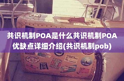 共识机制POA是什么共识机制POA优缺点详细介绍(共识机制pob)