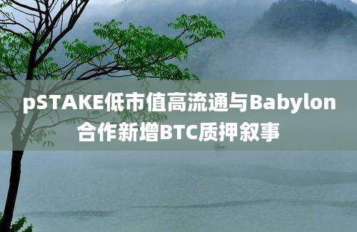 pSTAKE低市值高流通与Babylon合作新增BTC质押叙事