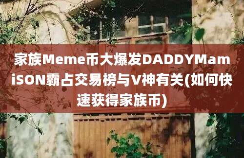 家族Meme币大爆发DADDYMamiSON霸占交易榜与V神有关(如何快速获得家族币)