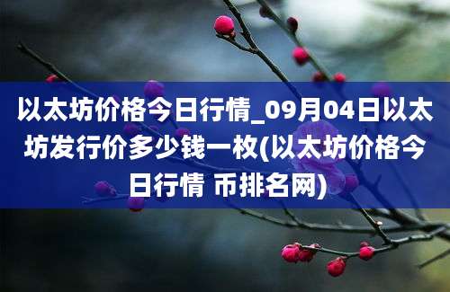 以太坊价格今日行情_09月04日以太坊发行价多少钱一枚(以太坊价格今日行情 币排名网)