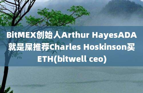 BitMEX创始人Arthur HayesADA就是屎推荐Charles Hoskinson买ETH(bitwell ceo)