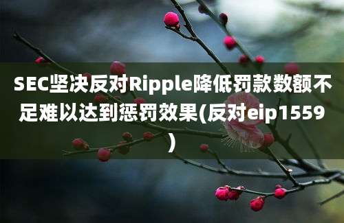 SEC坚决反对Ripple降低罚款数额不足难以达到惩罚效果(反对eip1559)