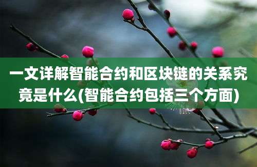 一文详解智能合约和区块链的关系究竟是什么(智能合约包括三个方面)