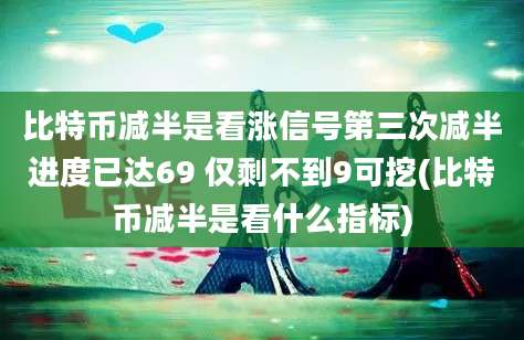 比特币减半是看涨信号第三次减半进度已达69 仅剩不到9可挖(比特币减半是看什么指标)