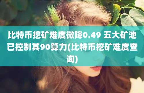 比特币挖矿难度微降0.49 五大矿池已控制其90算力(比特币挖矿难度查询)