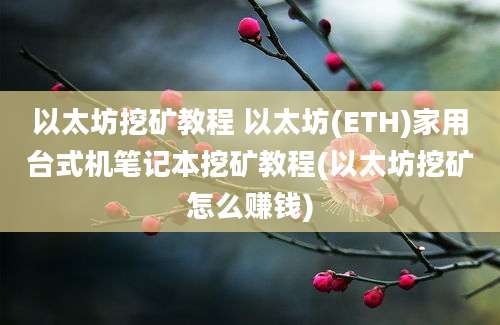 以太坊挖矿教程 以太坊(ETH)家用台式机笔记本挖矿教程(以太坊挖矿怎么赚钱)