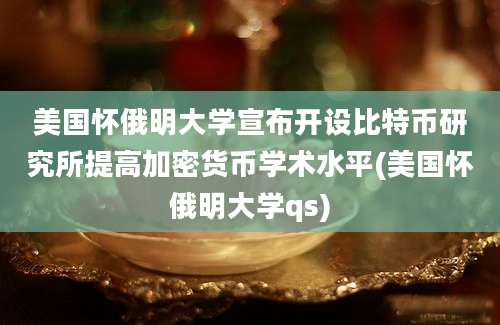 美国怀俄明大学宣布开设比特币研究所提高加密货币学术水平(美国怀俄明大学qs)