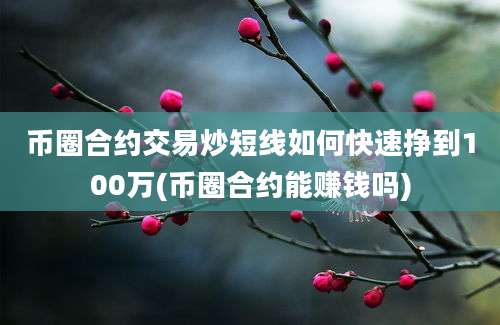 币圈合约交易炒短线如何快速挣到100万(币圈合约能赚钱吗)