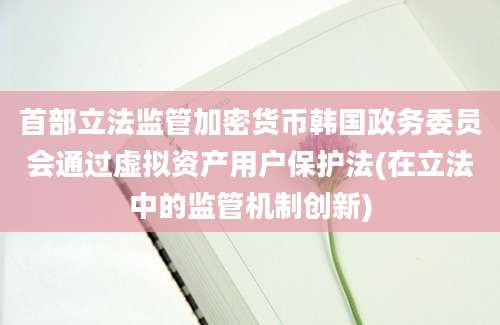 首部立法监管加密货币韩国政务委员会通过虚拟资产用户保护法(在立法中的监管机制创新)