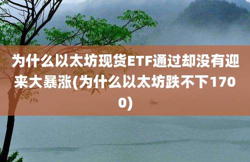 为什么以太坊现货ETF通过却没有迎来大暴涨(为什么以太坊跌不下1700)