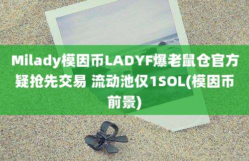 Milady模因币LADYF爆老鼠仓官方疑抢先交易 流动池仅1SOL(模因币前景)