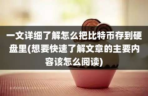 一文详细了解怎么把比特币存到硬盘里(想要快速了解文章的主要内容该怎么阅读)