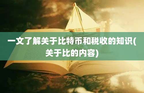 一文了解关于比特币和税收的知识(关于比的内容)