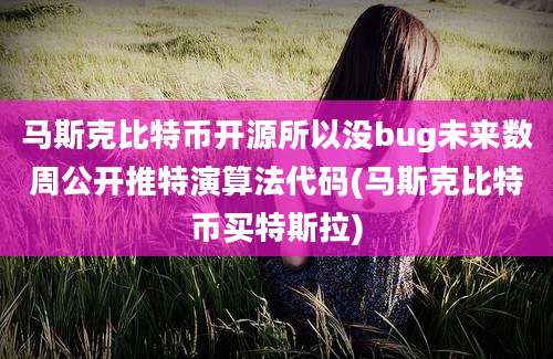 马斯克比特币开源所以没bug未来数周公开推特演算法代码(马斯克比特币买特斯拉)