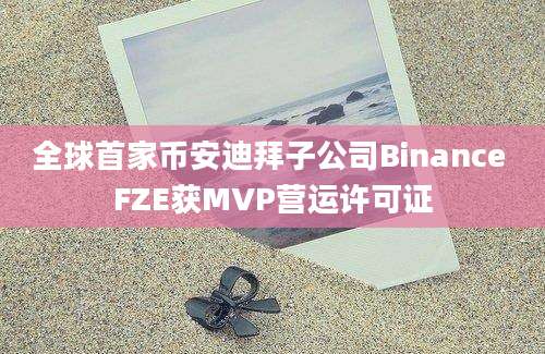 全球首家币安迪拜子公司Binance FZE获MVP营运许可证