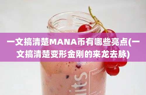 一文搞清楚MANA币有哪些亮点(一文搞清楚变形金刚的来龙去脉)