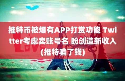 推特币被爆有APP打赏功能 Twitter考虑卖账号名 盼创造新收入(推特骗了钱)