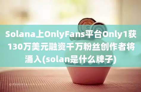 Solana上OnlyFans平台Only1获130万美元融资千万粉丝创作者将涌入(solan是什么牌子)