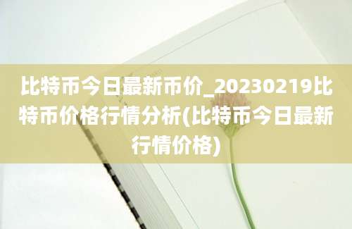 比特币今日最新币价_20230219比特币价格行情分析(比特币今日最新行情价格)