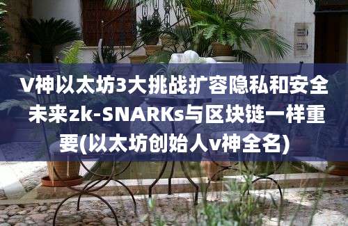 V神以太坊3大挑战扩容隐私和安全 未来zk-SNARKs与区块链一样重要(以太坊创始人v神全名)