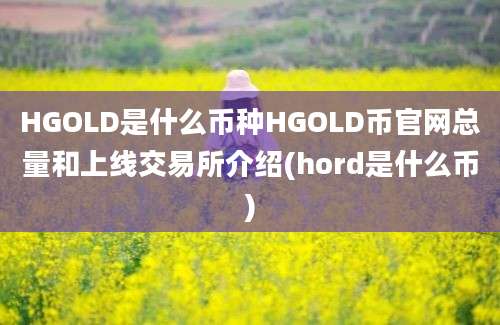 HGOLD是什么币种HGOLD币官网总量和上线交易所介绍(hord是什么币)