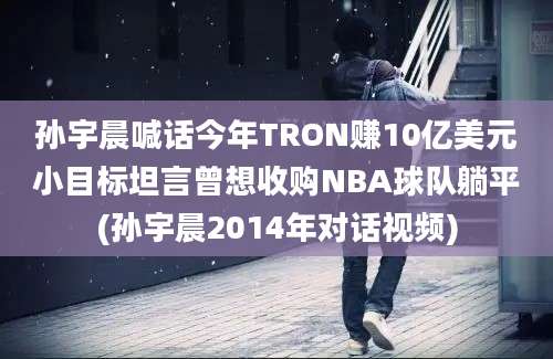 孙宇晨喊话今年TRON赚10亿美元小目标坦言曾想收购NBA球队躺平(孙宇晨2014年对话视频)