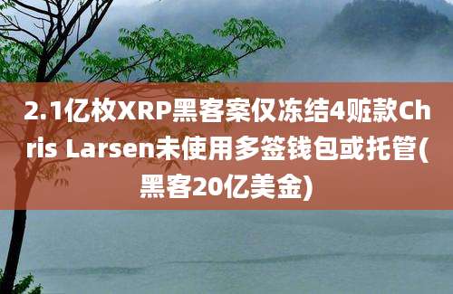 2.1亿枚XRP黑客案仅冻结4赃款Chris Larsen未使用多签钱包或托管(黑客20亿美金)