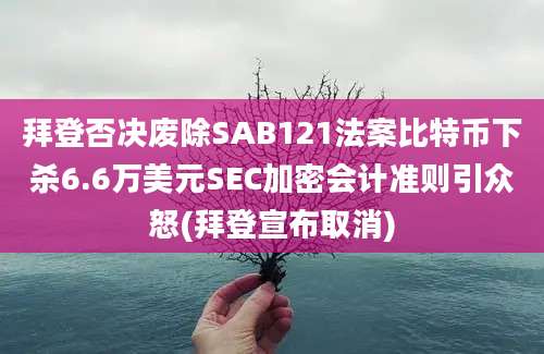 拜登否决废除SAB121法案比特币下杀6.6万美元SEC加密会计准则引众怒(拜登宣布取消)