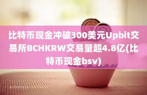 比特币现金冲破300美元Upbit交易所BCHKRW交易量超4.8亿(比特币现金bsv)