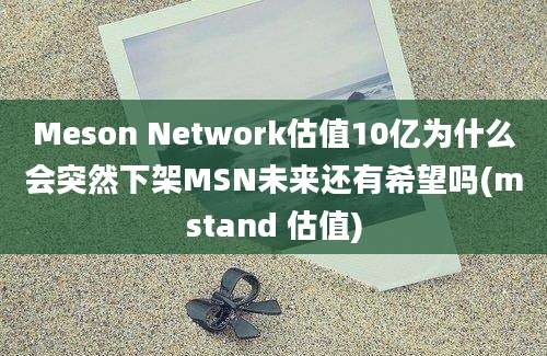 Meson Network估值10亿为什么会突然下架MSN未来还有希望吗(mstand 估值)