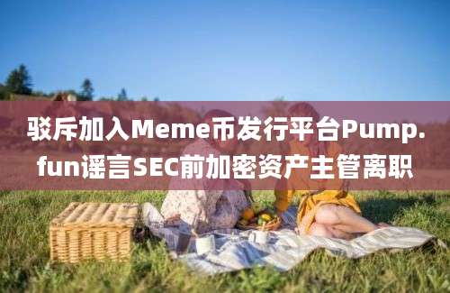 驳斥加入Meme币发行平台Pump.fun谣言SEC前加密资产主管离职