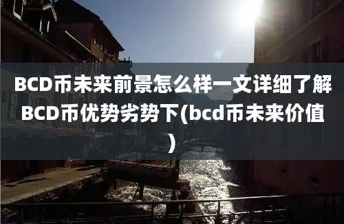 BCD币未来前景怎么样一文详细了解BCD币优势劣势下(bcd币未来价值)