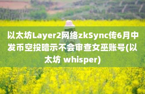 以太坊Layer2网络zkSync传6月中发币空投暗示不会审查女巫账号(以太坊 whisper)