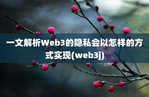 一文解析Web3的隐私会以怎样的方式实现(web3j)