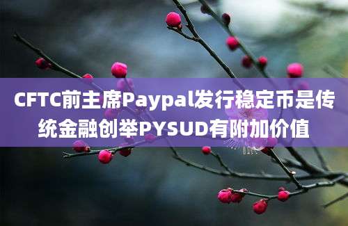 CFTC前主席Paypal发行稳定币是传统金融创举PYSUD有附加价值